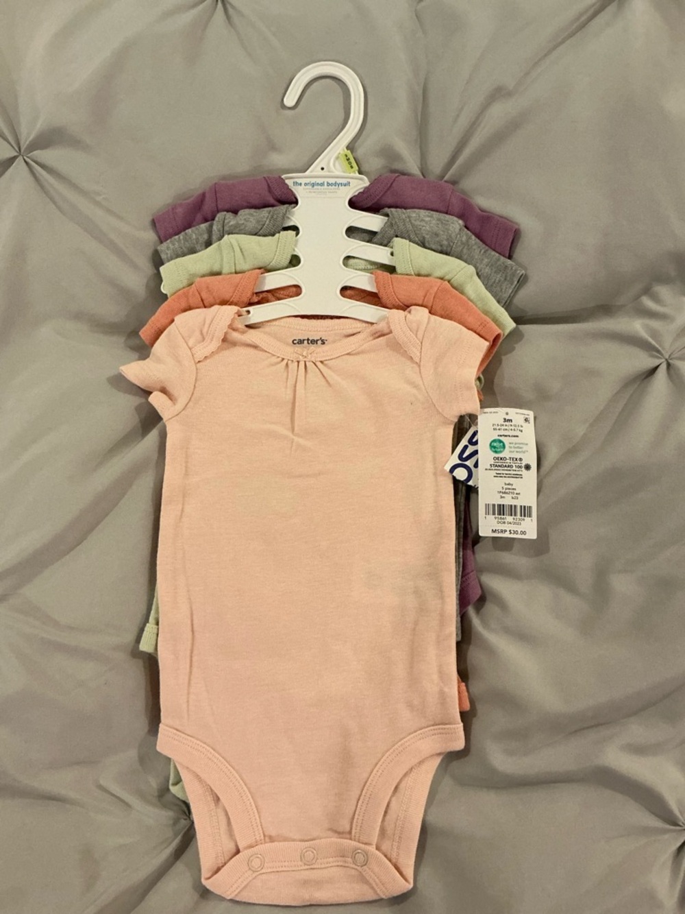 NWT - Carter's Baby Girl Short-Sleeve One-Piece Bodysuits - 5 Pack - Size 3M